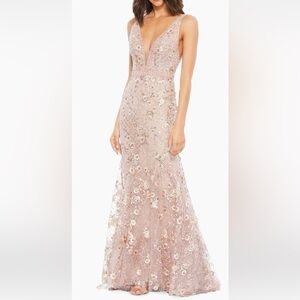 Mac Duggal Embroidered Floral Modified A-Line Gown